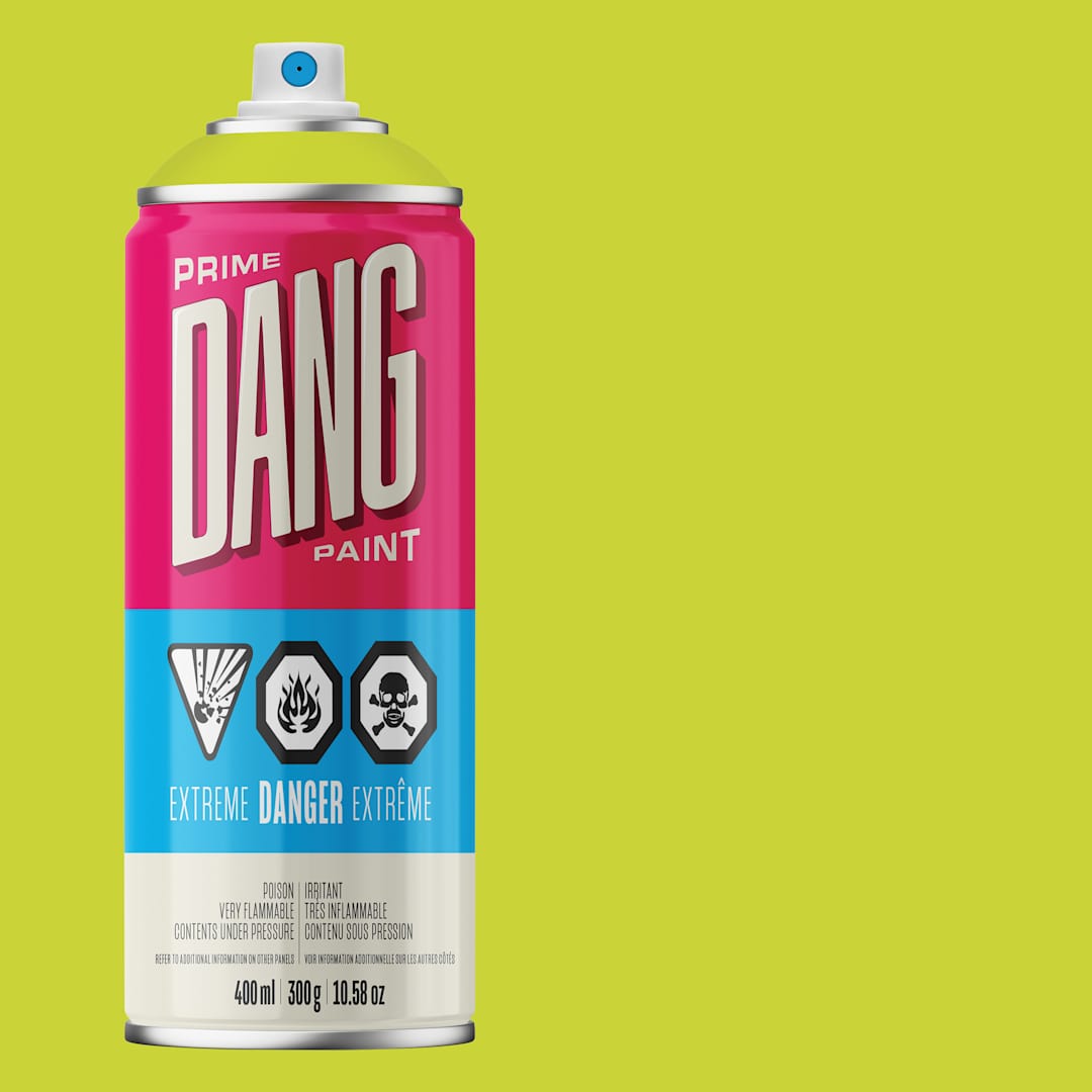 Open in modal - Dang Prime Spray Paint - Lime, 400 ml can and swatch