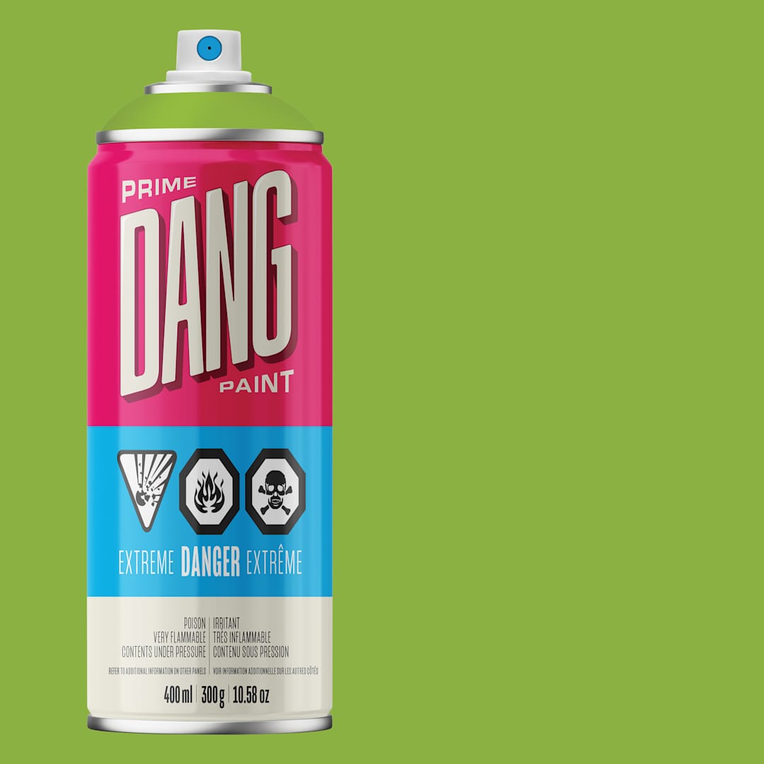 Open in modal - Dang Prime Spray Paint - Spring Green, 400 ml can and swatch