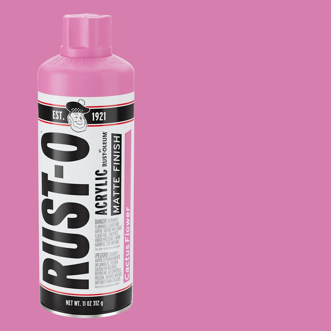 Open in modal - Rust-Oleum Rust-O Artist Acrylic Spray Paint - Cactus Flower, Can and Swatch