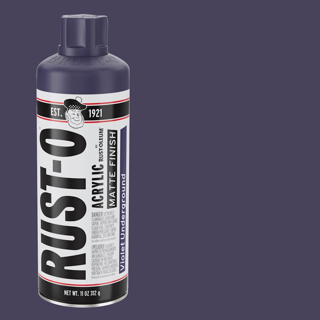 Open in modal - Rust-Oleum Rust-O Artist Acrylic Spray Paint - Violet Underground, Can and Swatch