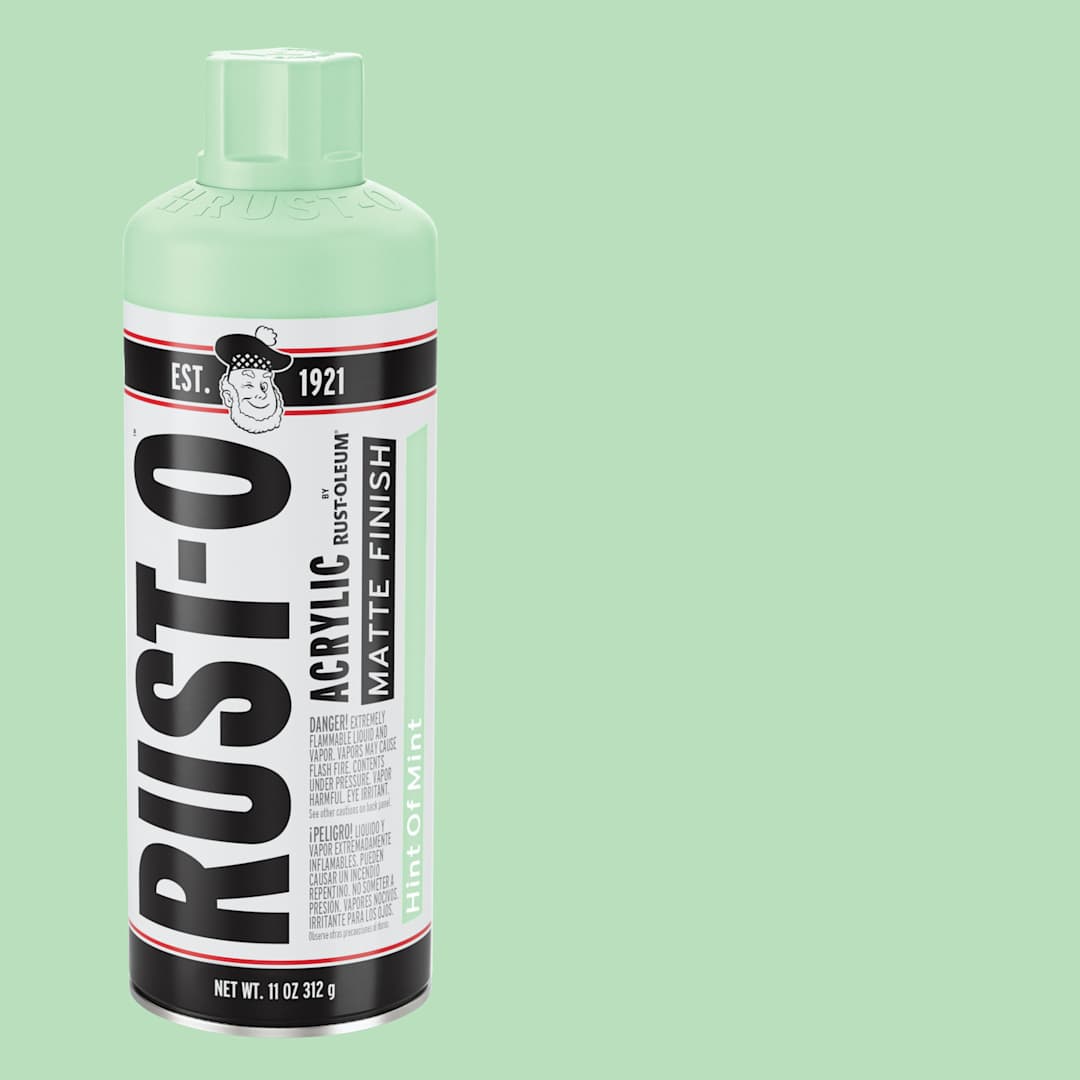 Open in modal - Rust-Oleum Rust-O Artist Acrylic Spray Paint - Hint Of Mint, Can and Swatch