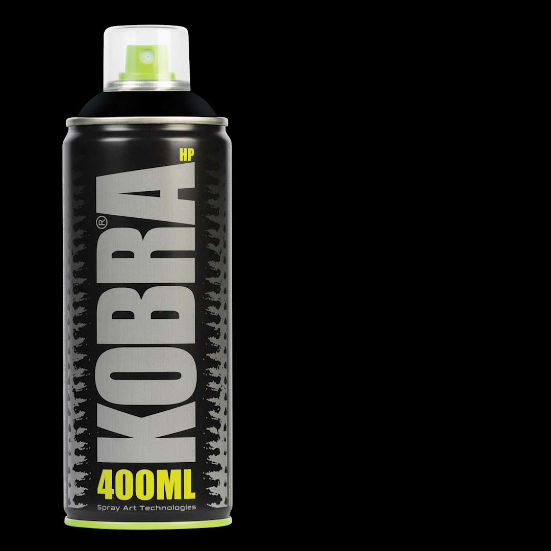 Open in modal - Kobra High Pressure Spray Paint - Supergloss Black, 400 ml, Can with swatch