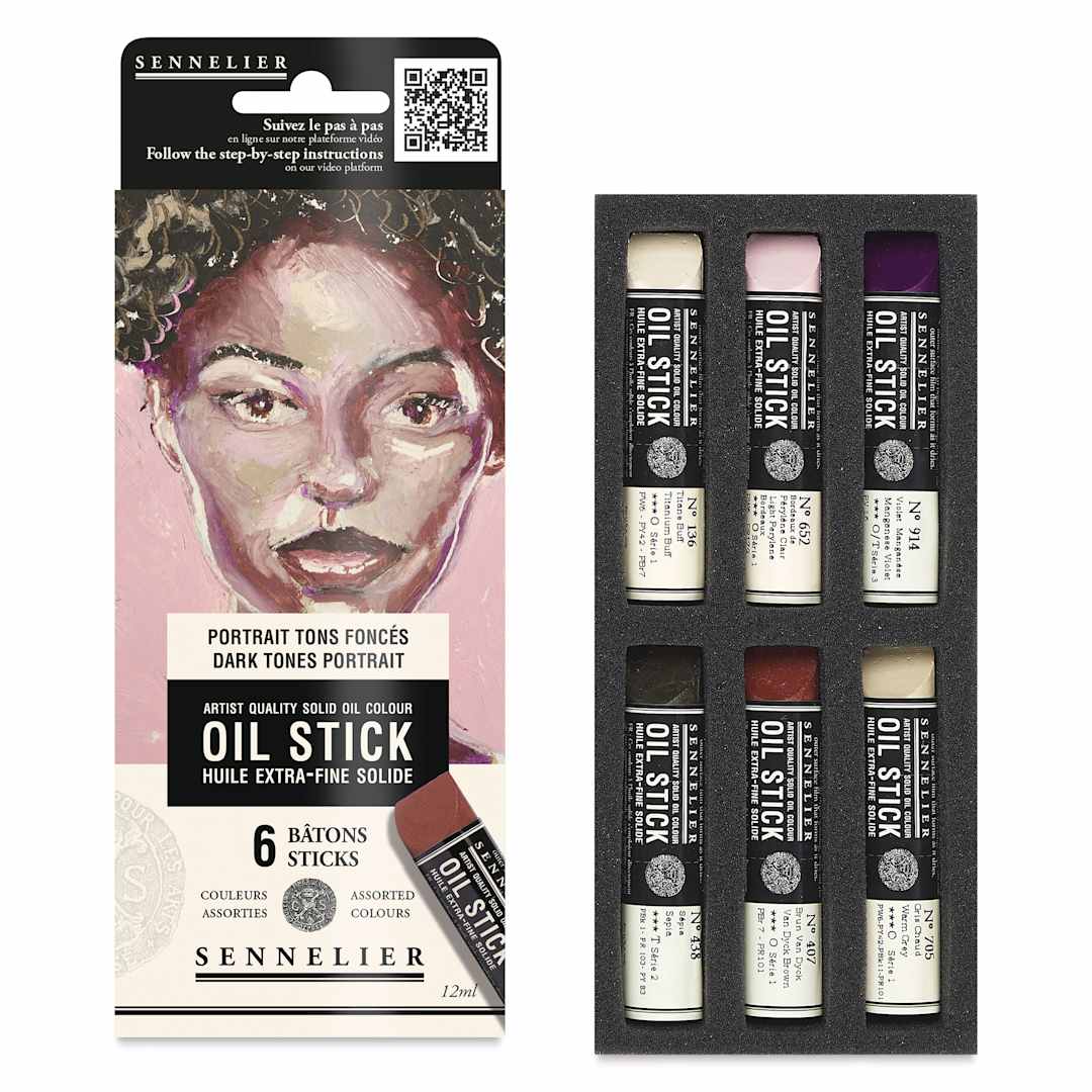 Open in modal - Sennelier Artists' Oil Sticks - Set of 6, Portrait Dark