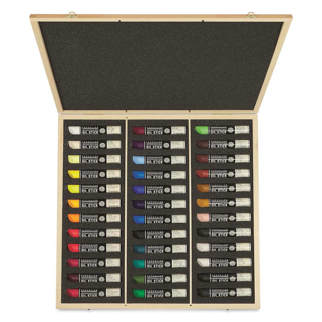 Open in modal - Sennelier Artists' Oil Sticks - Set of 36, Luxe Wood Box, Assorted Colors