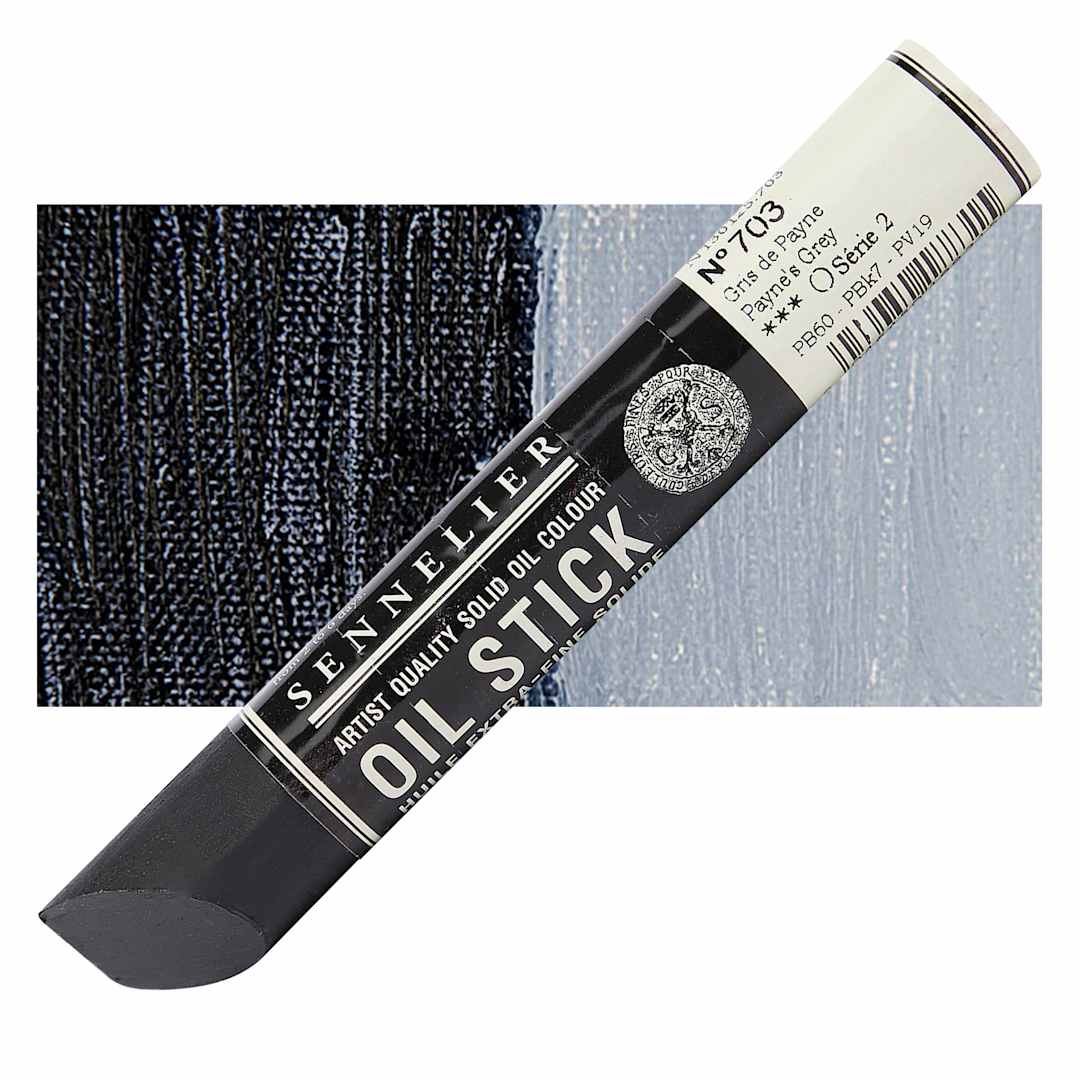Open in modal - Sennelier Artists' Oil Stick - Payne's Gray 38 ml stick and swatch