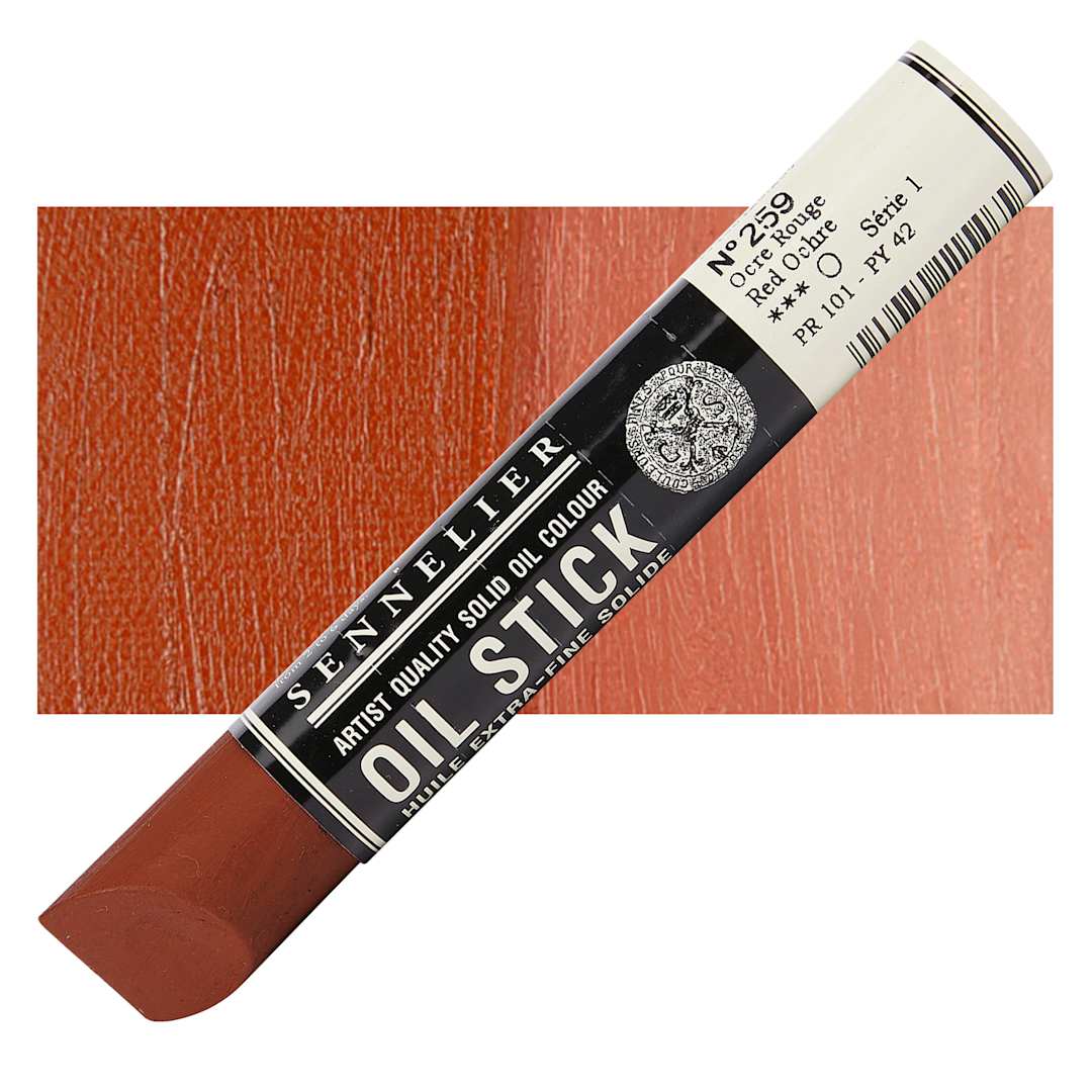 Open in modal - Sennelier Artists' Oil Stick - Red Ochre 38 ml stick and swatch