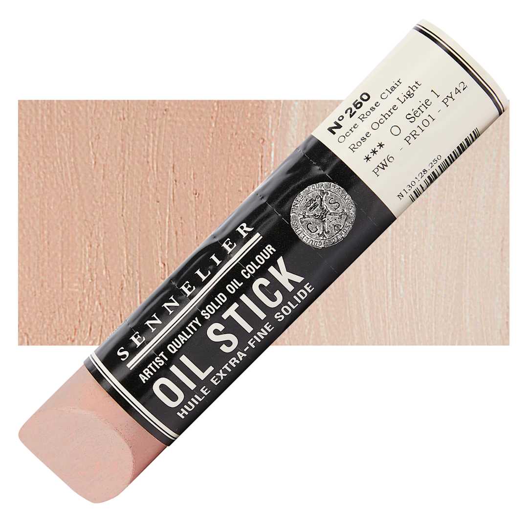 Open in modal - Sennelier Artists' Oil Stick - Rose Ochre Light 96 ml stick and swatch
