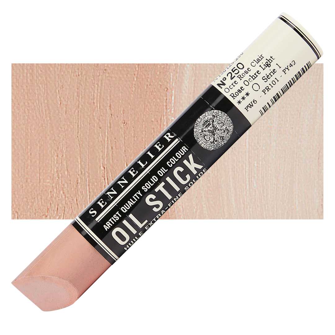 Open in modal - Sennelier Artists' Oil Stick - Rose Ochre Light 38 ml stick and swatch