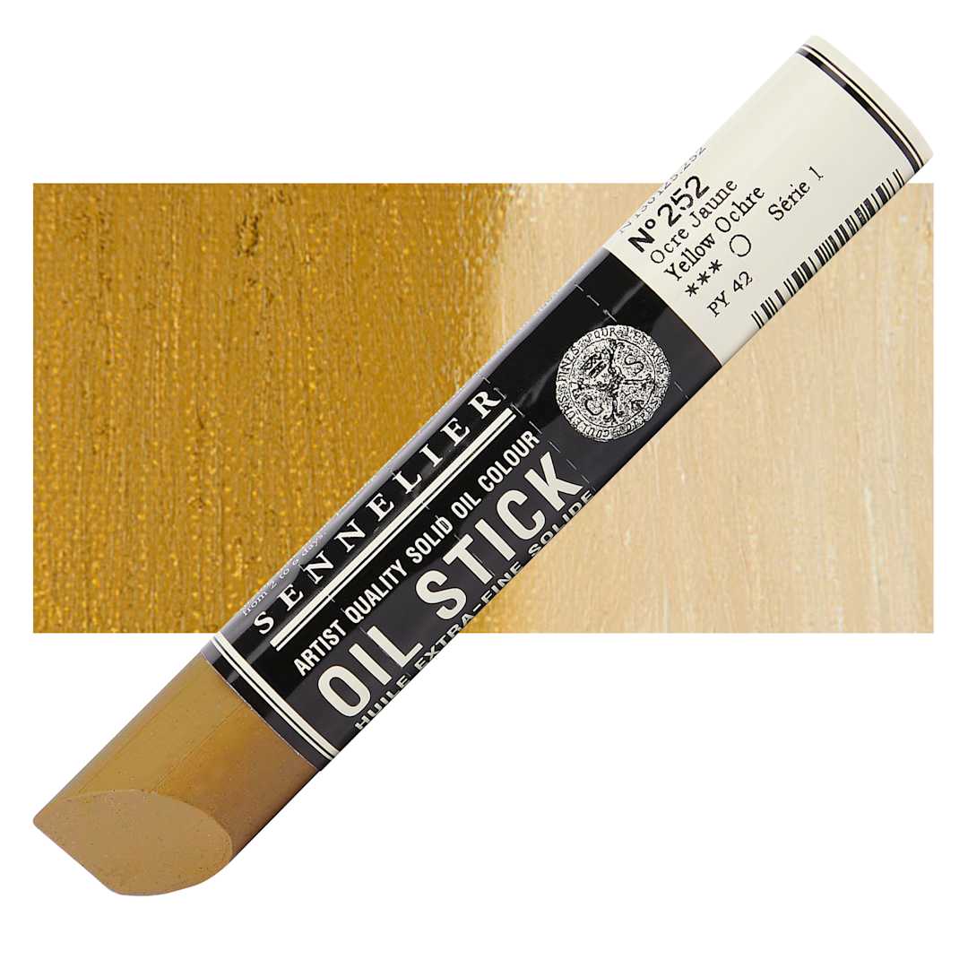 Open in modal - Sennelier Artists' Oil Stick - Yellow Ochre 38 ml stick and swatch