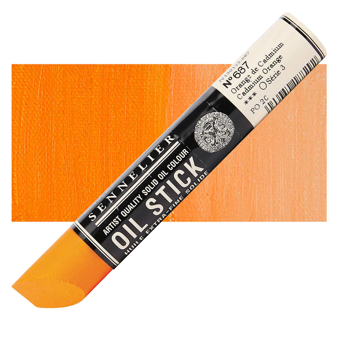 Open in modal - Sennelier Artists' Oil Stick - Cadmium Orange 38 ml stick and swatch