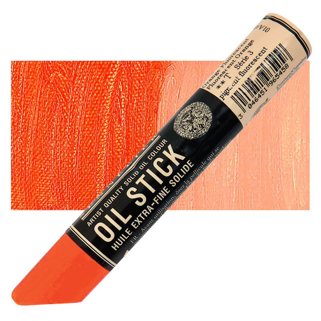 Open in modal - Sennelier Artists' Oil Stick - Fluorescent Orange stick and swatch