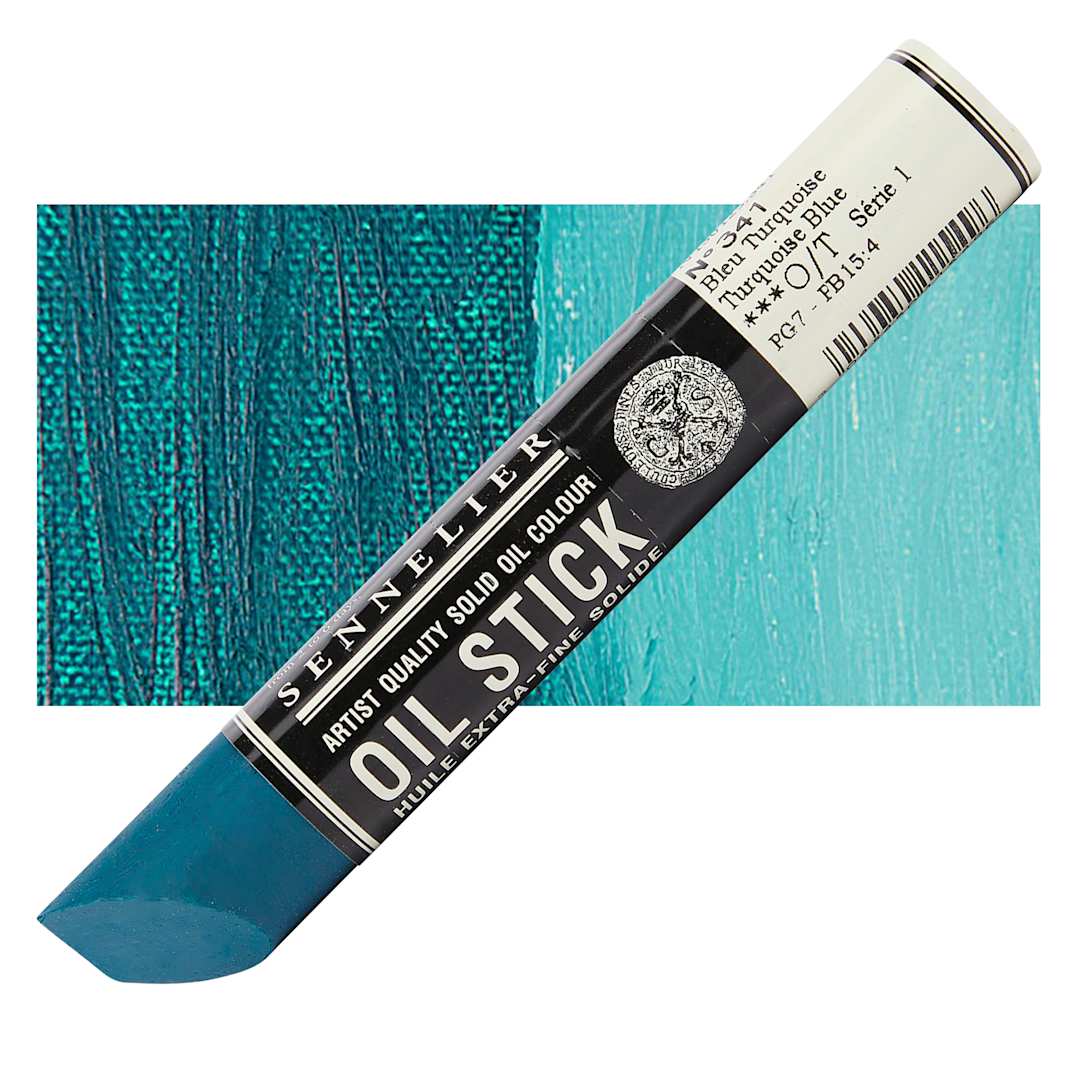 Open in modal - Sennelier Artists' Oil Stick - Turquoise Blue 38 ml stick and swatch