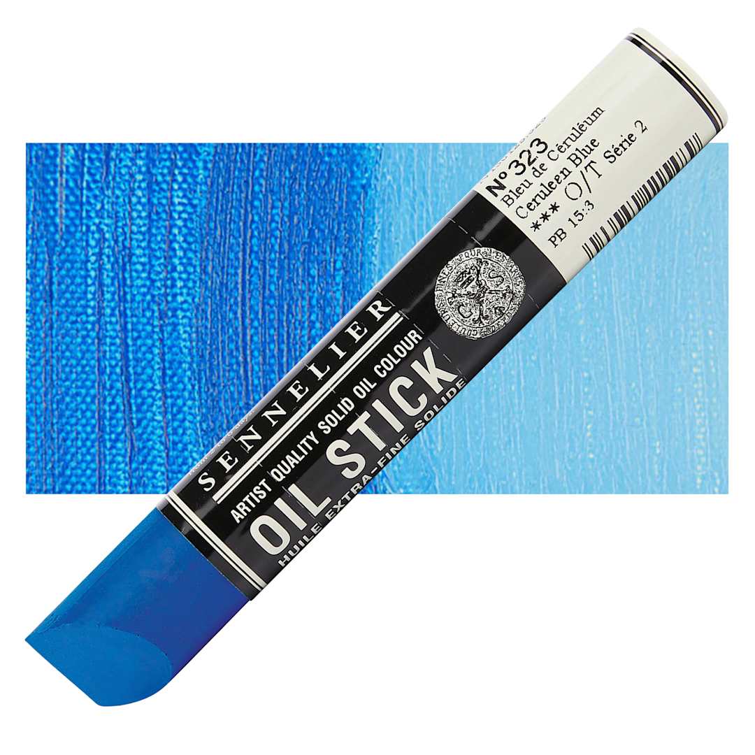 Open in modal - Sennelier Artists' Oil Stick - Cerulean Blue 38 ml stick and swatch