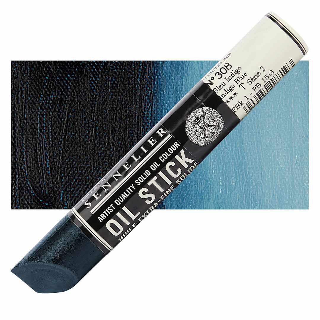 Open in modal - Sennelier Artists' Oil Stick - Indigo Blue 38 ml stick and swatch