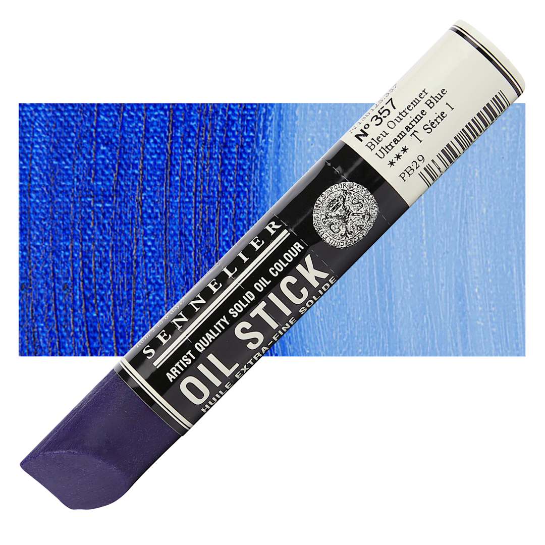 Open in modal - Sennelier Artists' Oil Stick - Ultramarine Blue 38 ml stick and swatch
