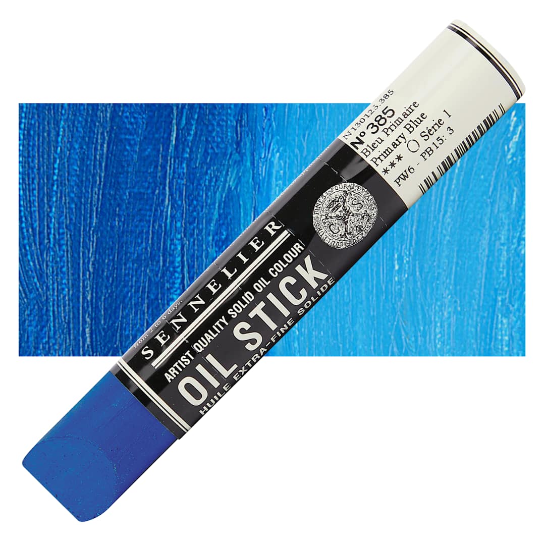 Open in modal - Sennelier Artists' Oil Stick - Primary Blue 38 ml stick and swatch