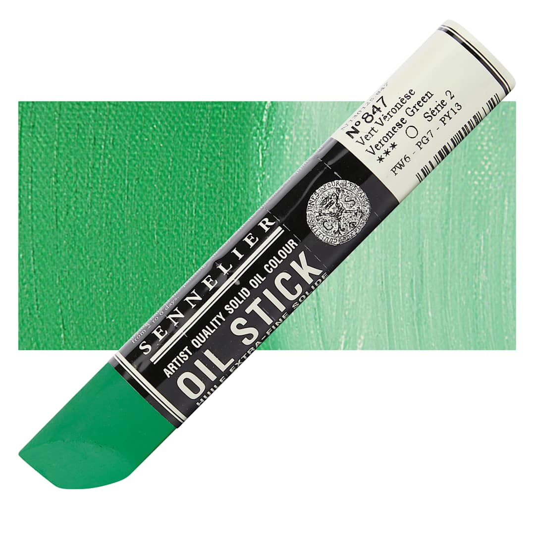 Open in modal - Sennelier Artists' Oil Stick - Emerald Green 38 ml stick and swatch