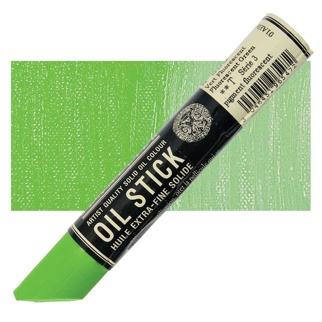 Open in modal - Sennelier Artists' Oil Stick - Fluorescent Green stick and swatch
