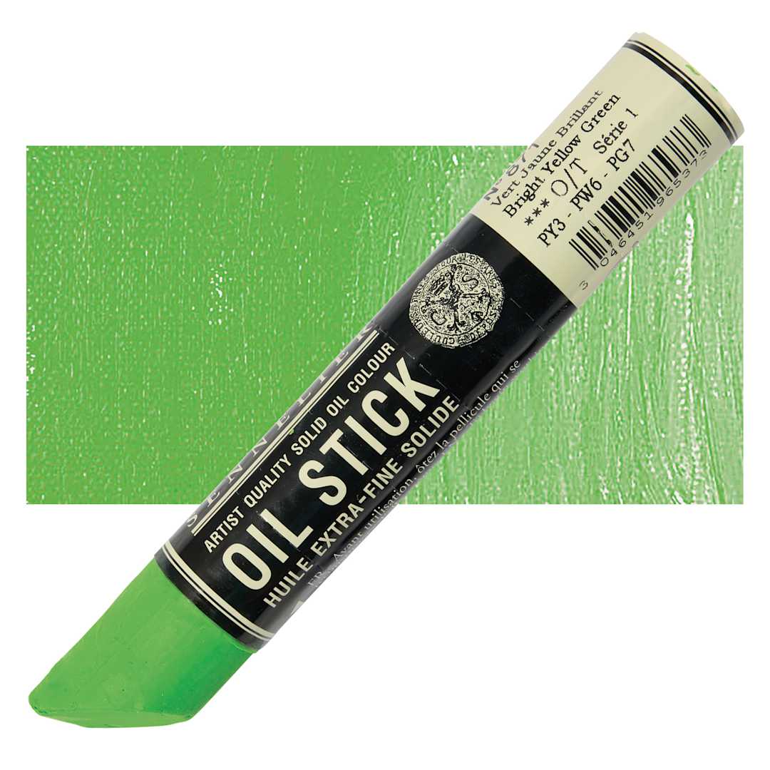 Open in modal - Sennelier Artists' Oil Stick - Bright Yellow Green stick and swatch