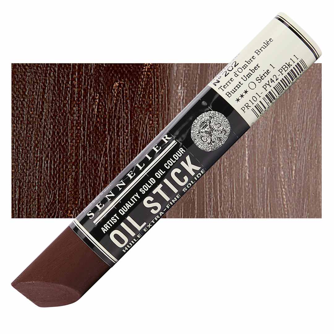 Open in modal - Sennelier Artists' Oil Stick - Burnt Umber 38 ml stick and swatch
