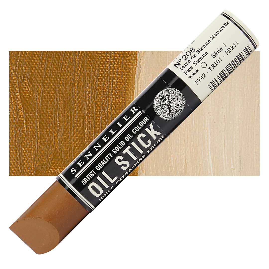 Open in modal - Sennelier Artists' Oil Stick - Raw Sienna 38 ml stick and swatch