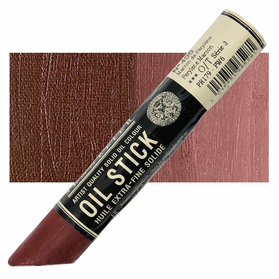 Open in modal - Sennelier Artists' Oil Stick - Perylene Maroon stick and swatch