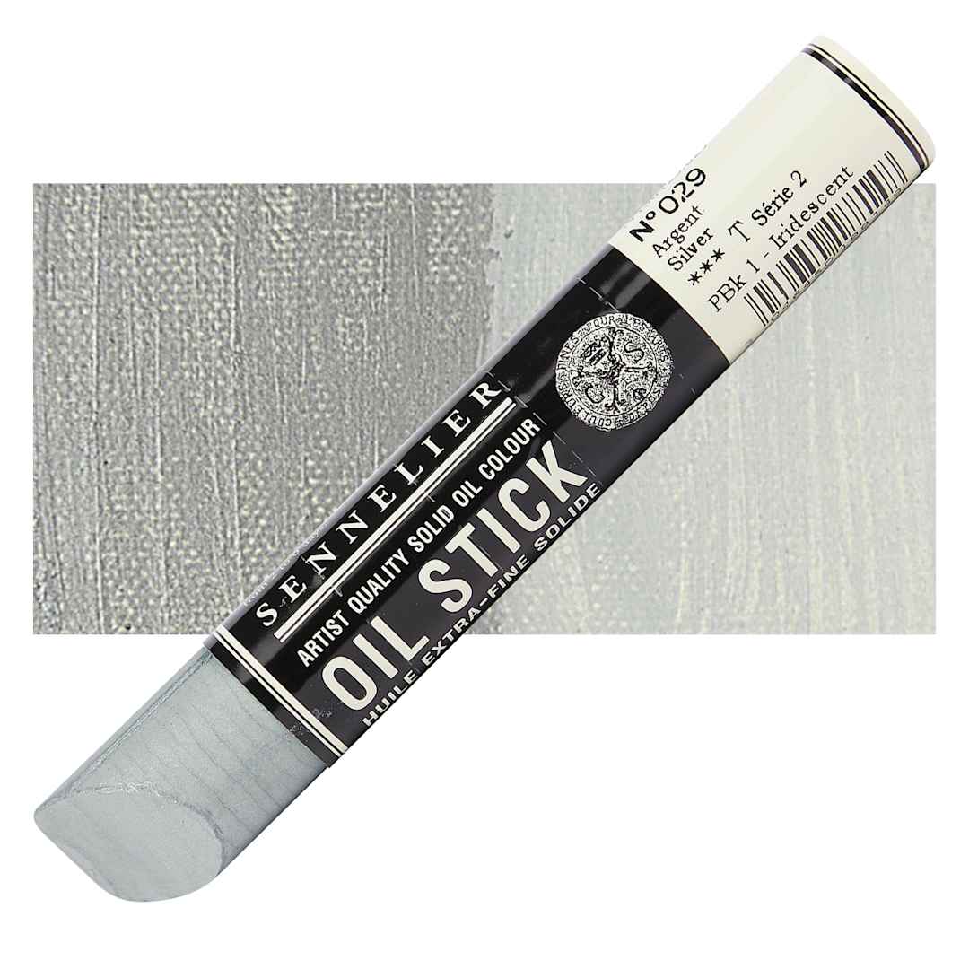Open in modal - Sennelier Artists' Oil Stick - Silver 38 ml stick and swatch