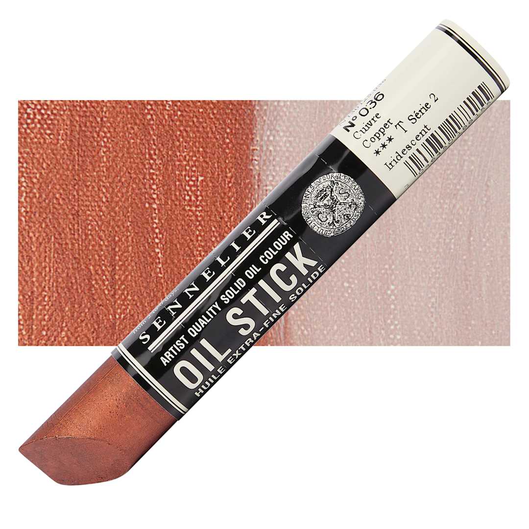 Open in modal - Sennelier Artists' Oil Stick - Copper 38 ml stick and swatch