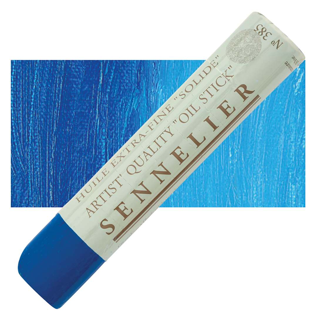 Open in modal - Sennelier Artists' Oil Stick - Primary Blue, 96 ml stick and swatch