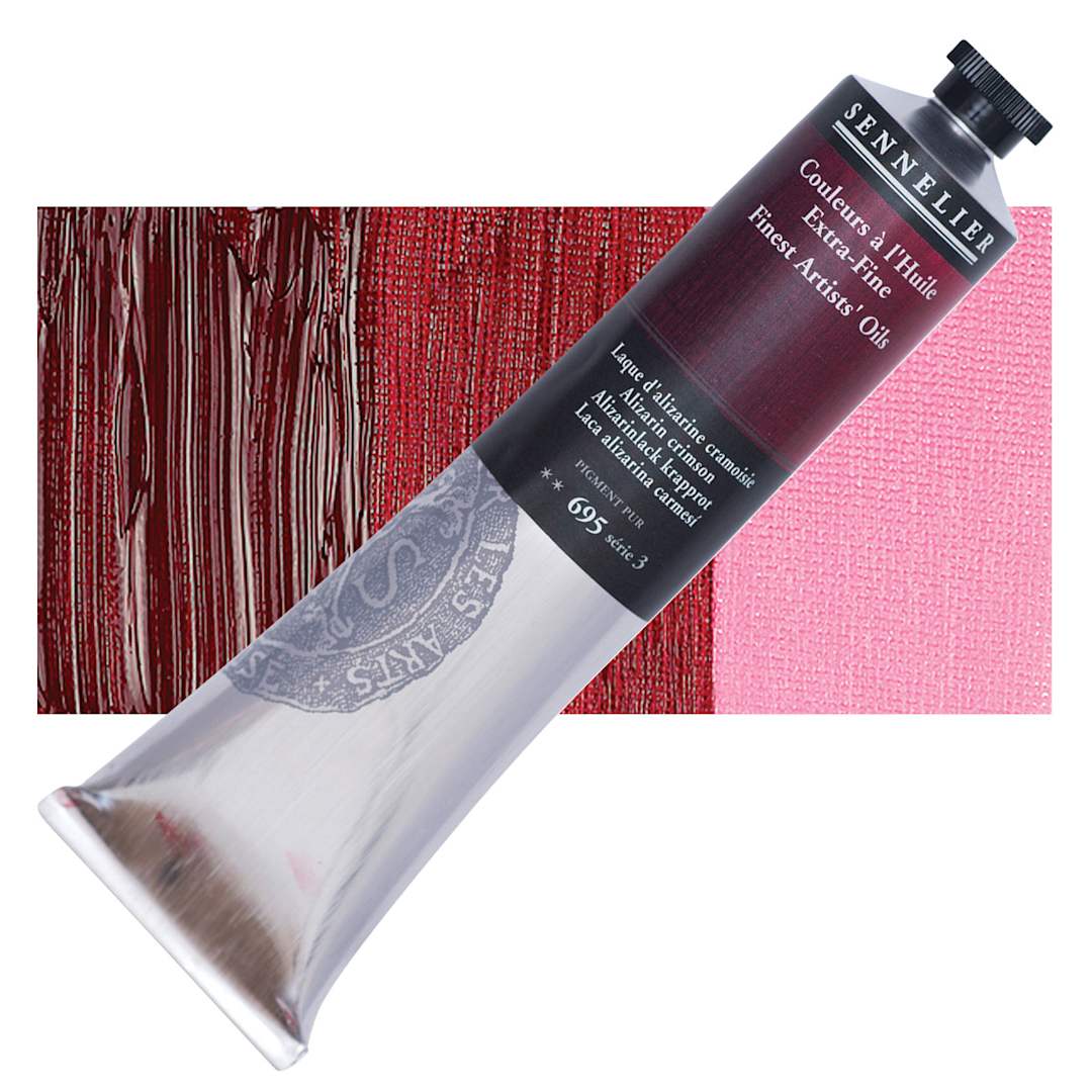 Open in modal - Sennelier Artists' Extra Fine Oil Paint - Alizarin Crimson, 200 ml tube and swatch