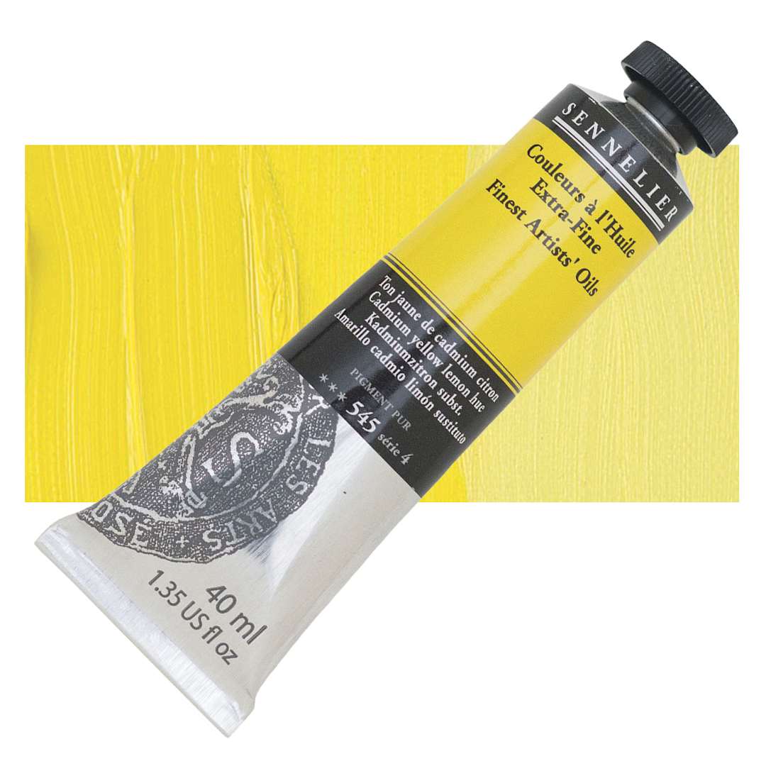 Open in modal - Sennelier Artists' Extra Fine Oil Paint - Cadmium Yellow Light Hue, 40 ml tube and swatch