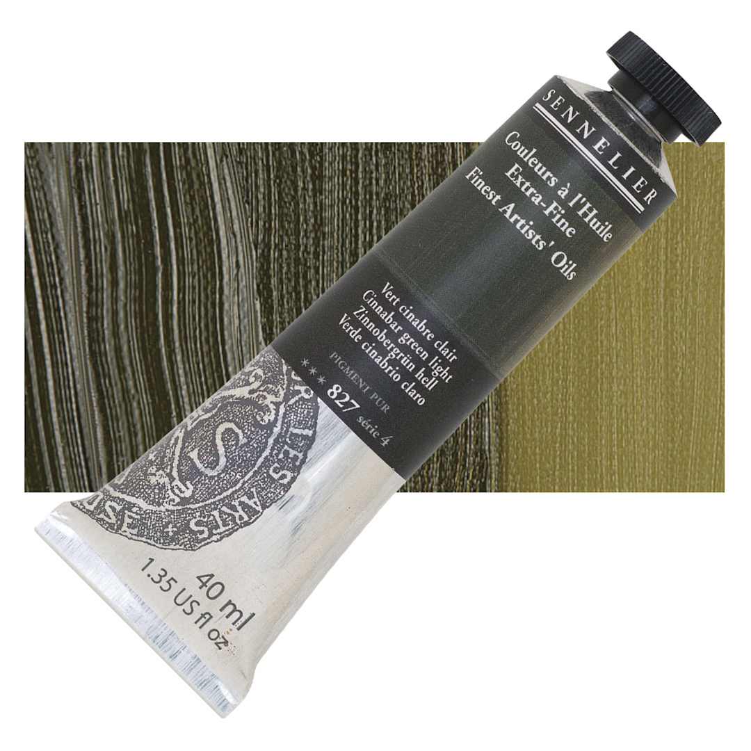 Open in modal - Sennelier Artists' Extra Fine Oil Paint - Cinnabar Green Light, 40 ml tube and swatch