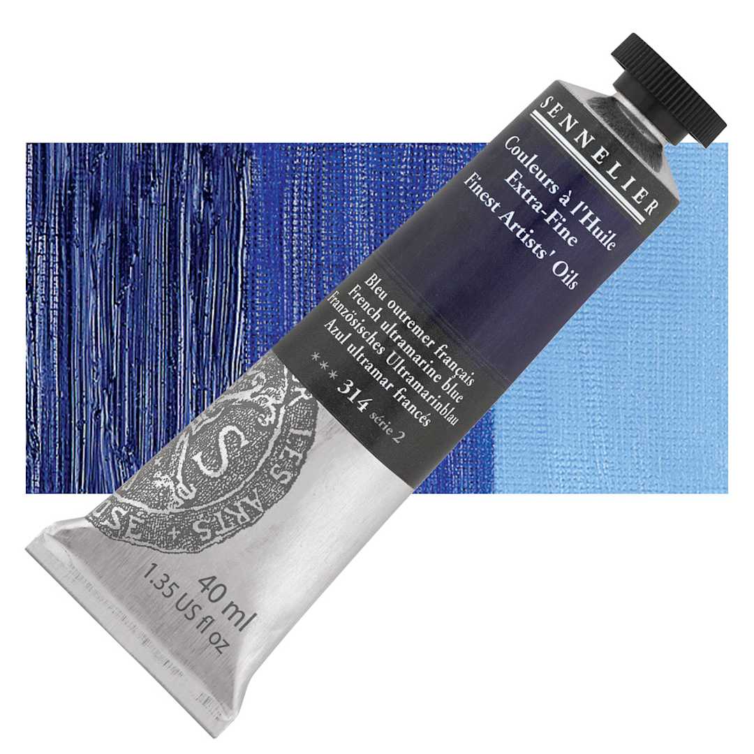 Open in modal - Sennelier Artists' Extra Fine Oil Paint - French Ultramarine, 40 ml tube and swatch