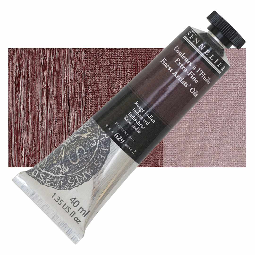 Open in modal - Sennelier Artists' Extra Fine Oil Paint - Indian Red, 40 ml tube and swatch