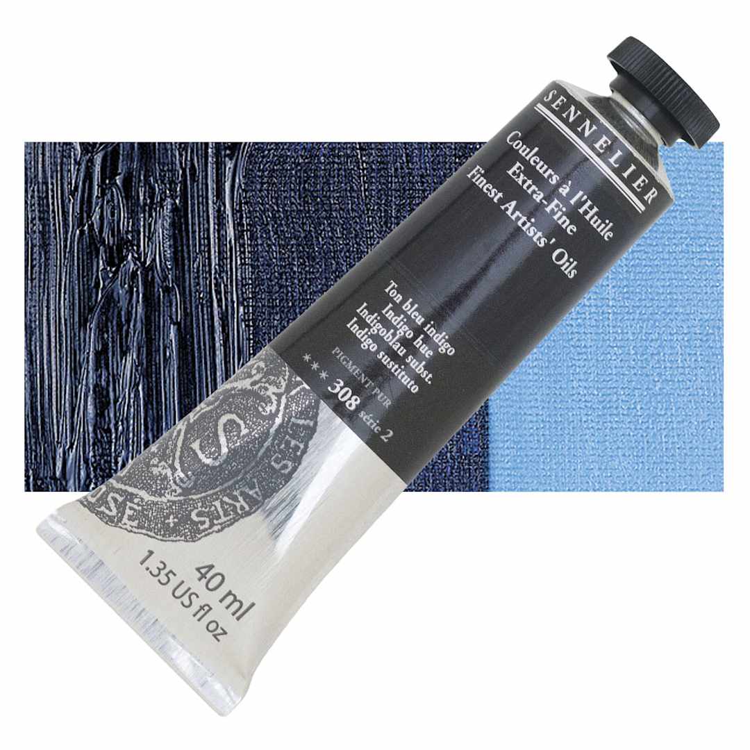 Open in modal - Sennelier Artists' Extra Fine Oil Paint - Indigo Hue, 40 ml tube and swatch
