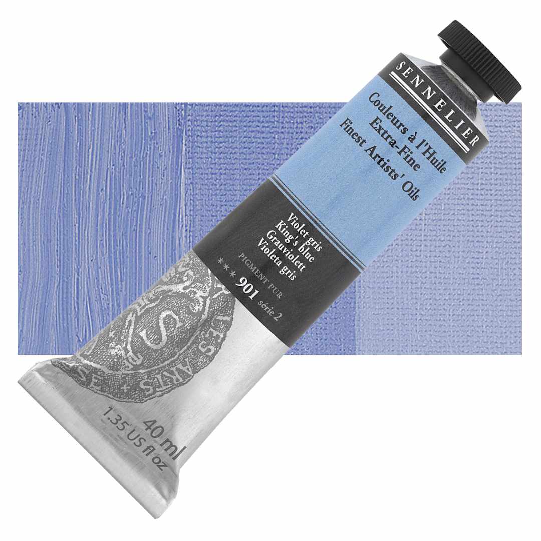 Open in modal - Sennelier Artists' Extra Fine Oil Paint - King's Blue, 40 ml tube and swatch