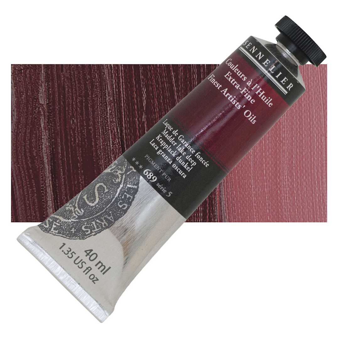 Open in modal - Sennelier Artists' Extra Fine Oil Paint - Madder Lake Deep, 40 ml tube and swatch