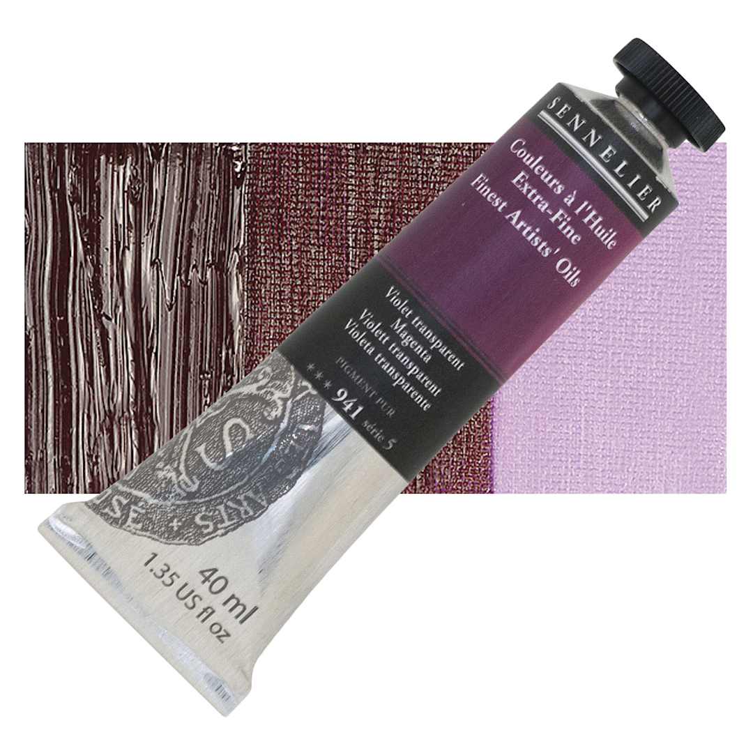Open in modal - Sennelier Artists' Extra Fine Oil Paint - Magenta, 40 ml tube and swatch