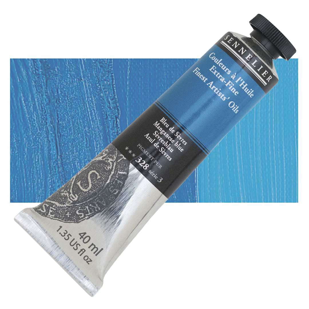 Open in modal - Sennelier Artists' Extra Fine Oil Paint - Manganese Blue, 40 ml tube and swatch