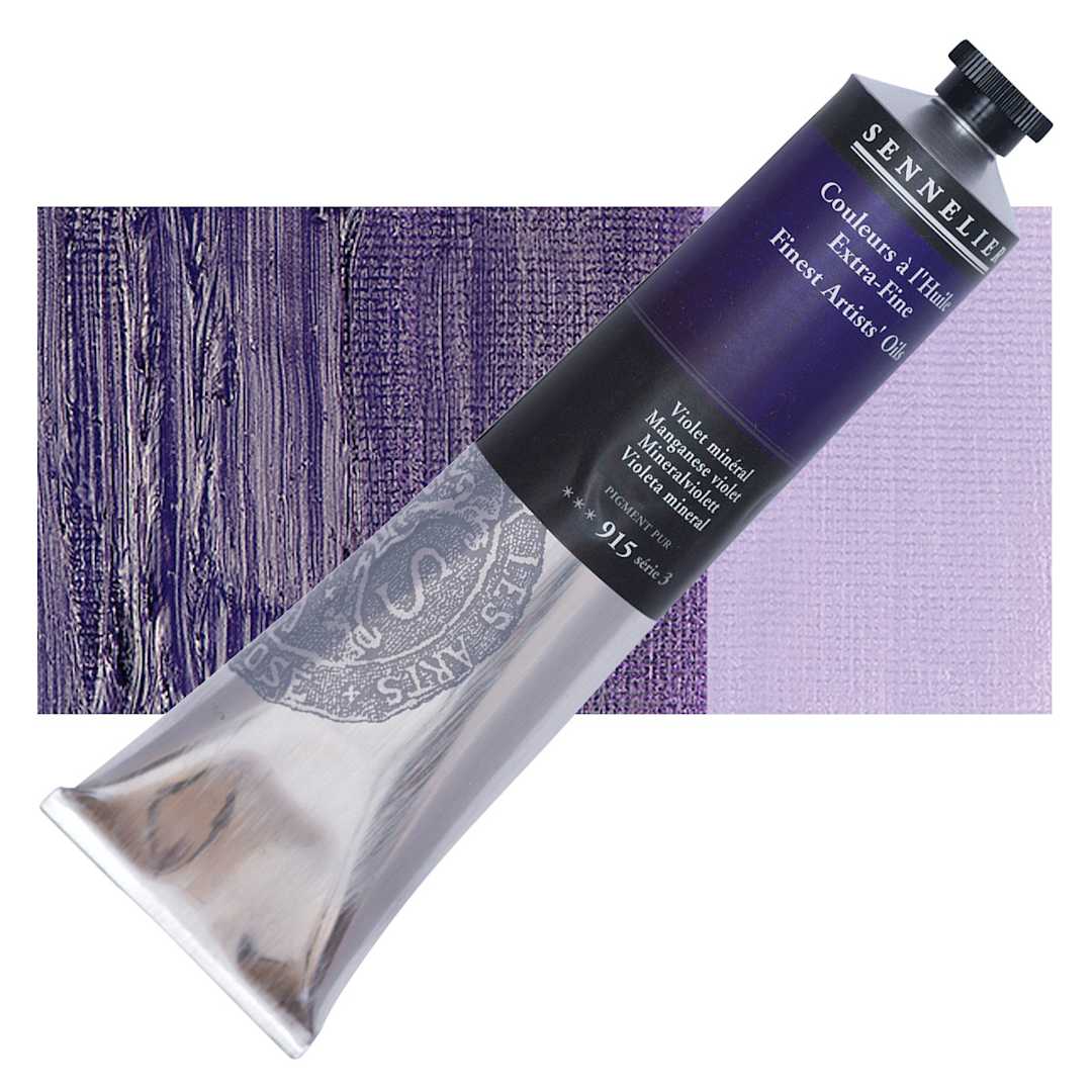 Open in modal - Sennelier Artists' Extra Fine Oil Paint - Manganese Violet, 200 ml tube and swatch