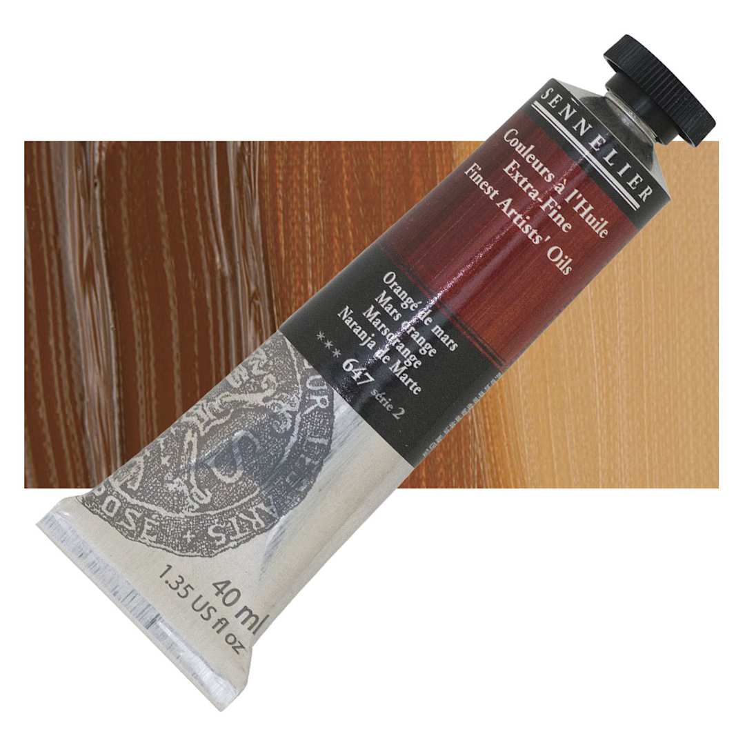 Open in modal - Sennelier Artists' Extra Fine Oil Paint - Mars Orange, 40 ml tube and swatch