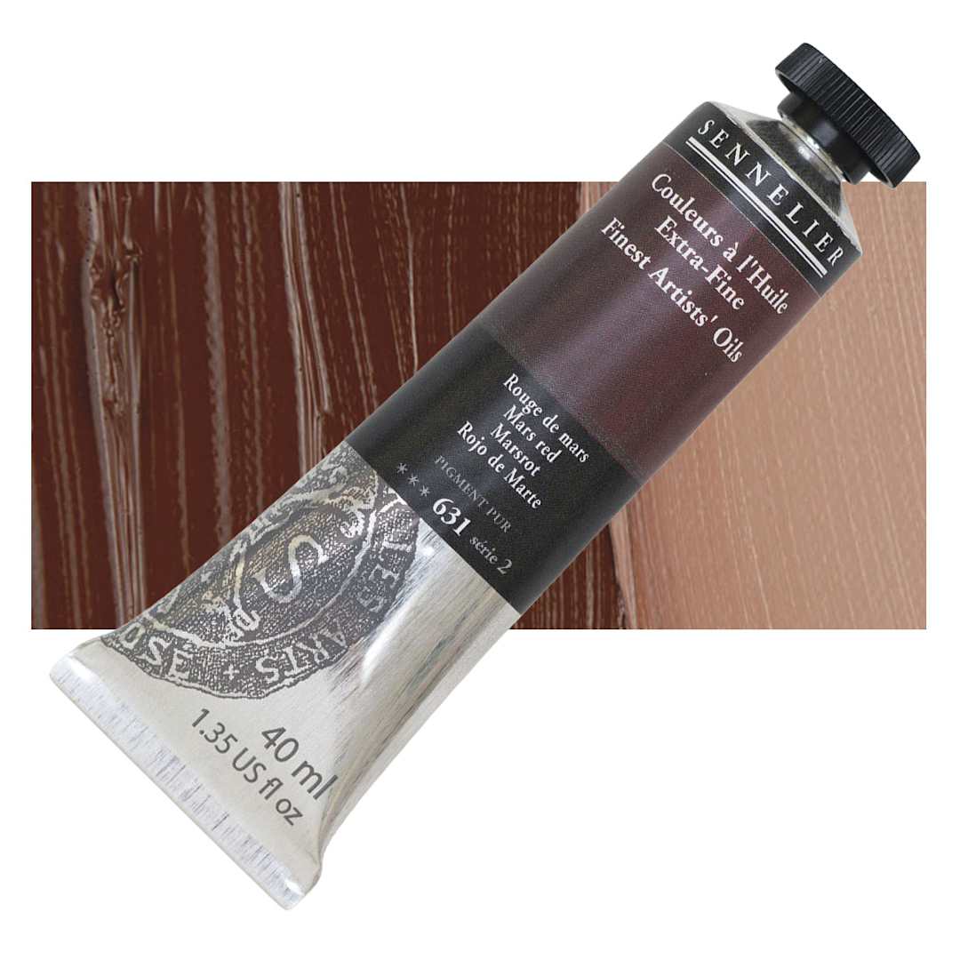 Open in modal - Sennelier Artists' Extra Fine Oil Paint - Mars Red, 40 ml tube and swatch