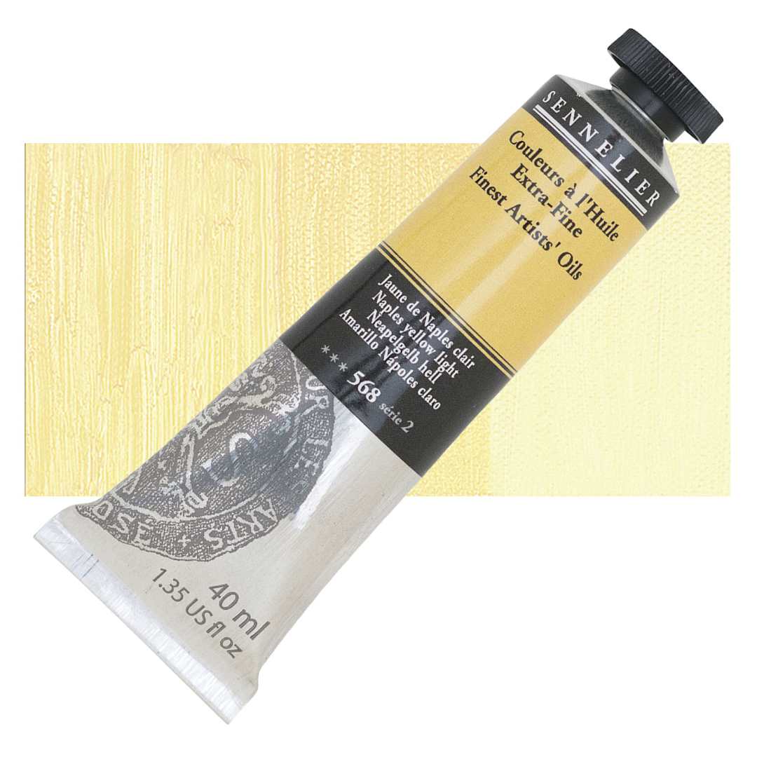 Open in modal - Sennelier Artists' Extra Fine Oil Paint - Naples Yellow Light, 40 ml tube and swatch