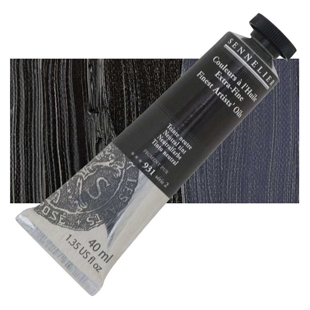 Open in modal - Sennelier Artists' Extra Fine Oil Paint - Neutral Tint, 40 ml tube and swatch