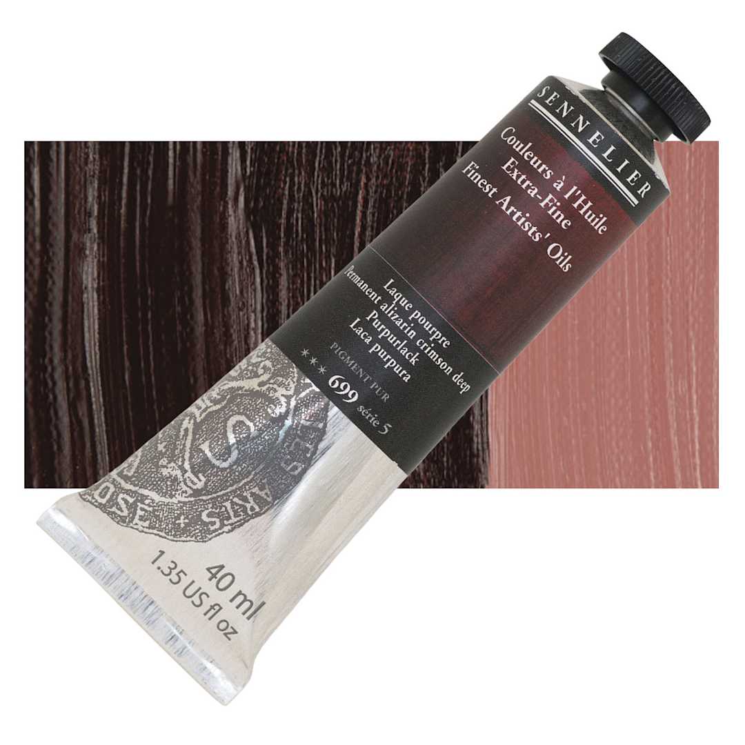 Open in modal - Sennelier Artists' Extra Fine Oil Paint - Permanent Alizarin Crimson Deep, 40 ml tube and swatch