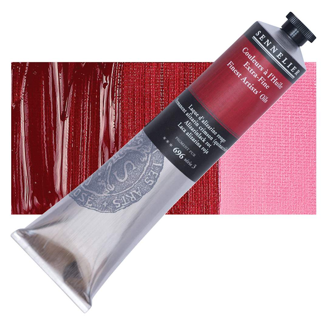 Open in modal - Sennelier Artists' Extra Fine Oil Paint - Permanent Alizarin Crimson, 200 ml tube and swatch