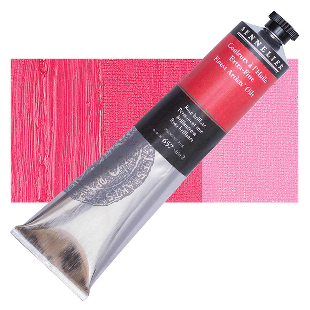 Open in modal - Sennelier Artists' Extra Fine Oil Paint - Permanent Rose, 200 ml tube and swatch