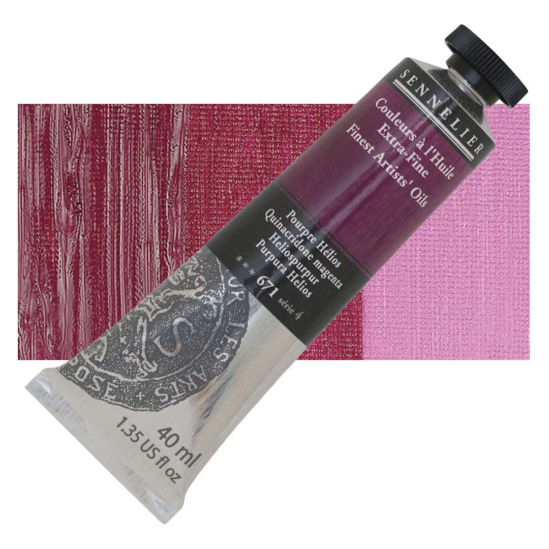 Open in modal - Sennelier Artists' Extra Fine Oil Paint - Quinacridone Magenta, 40 ml tube and swatch
