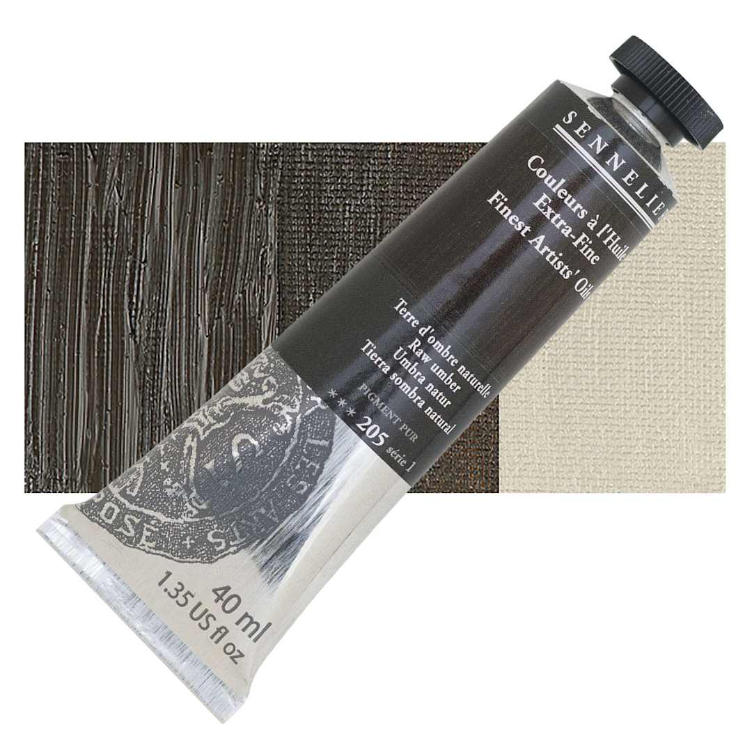 Open in modal - Sennelier Artists' Extra Fine Oil Paint - Raw Umber, 40 ml tube and swatch