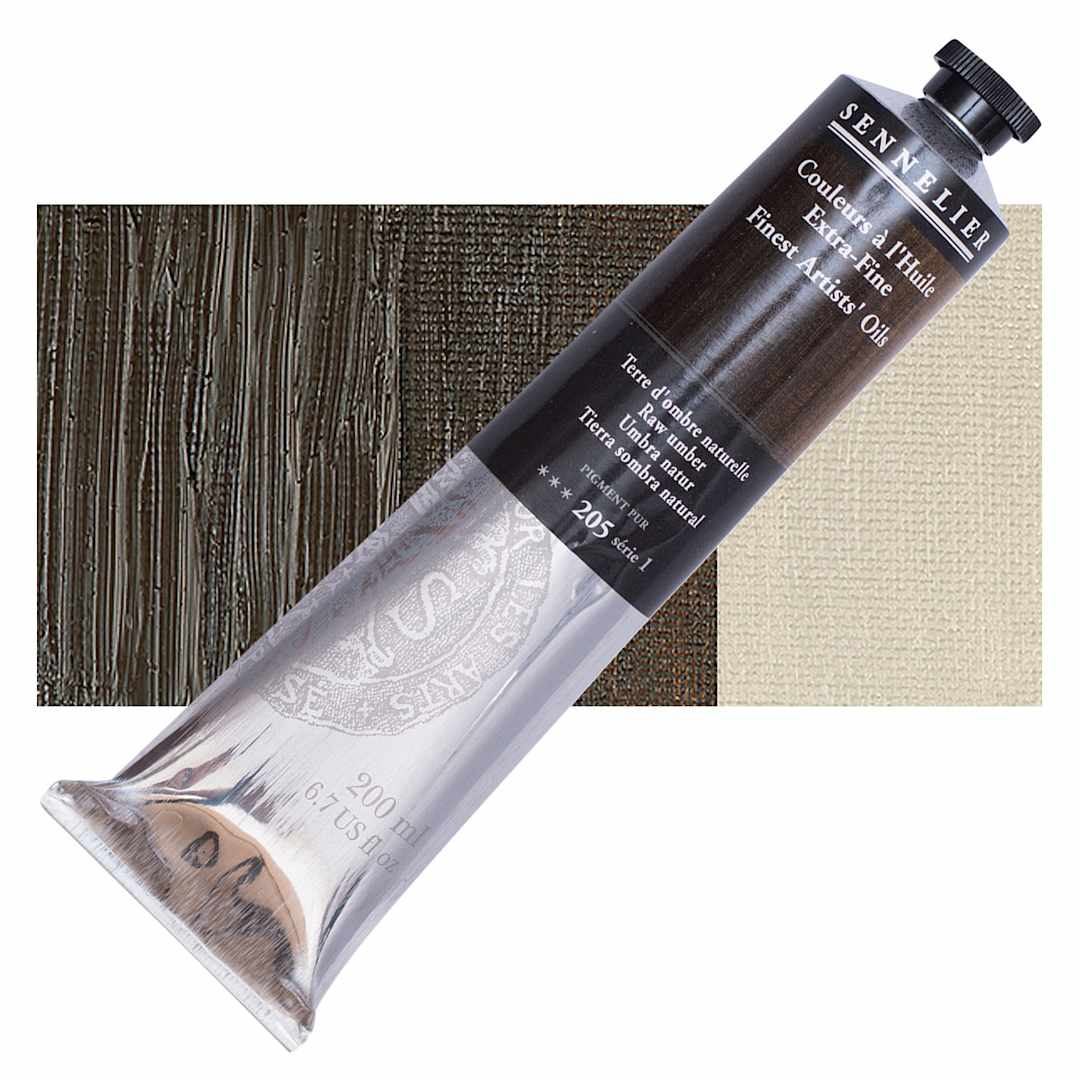 Open in modal - Sennelier Artists' Extra Fine Oil Paint - Raw Umber, 200 ml tube and swatch